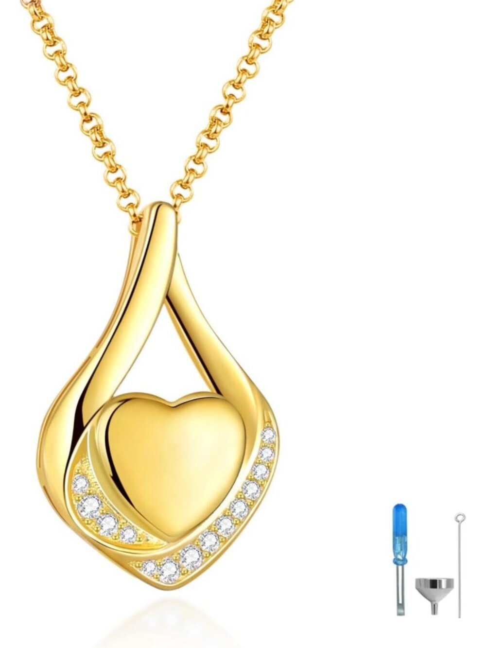 Sterling Silver Teardrop Urn Necklace for Ashes | Heart Memorial Keepsake